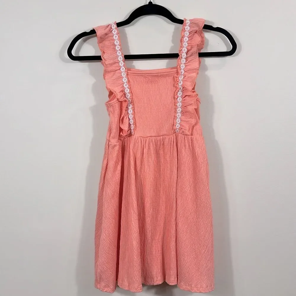 Btween Peach Spring Easter Sunday Best Lined Daisy Floral Girls Dress Size 8